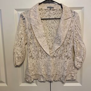 Lace Blazer 3/4 Ruched Sleeve